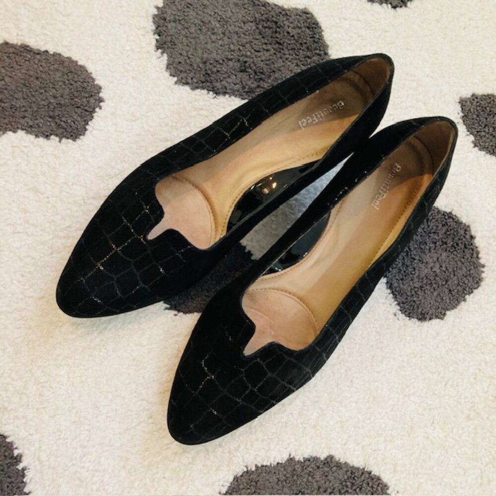 Beautifeel $315 Womens 41 US 10-10.5 Mystique Black Croc Print Kitten Heel Pumps - Picture 3 of 12